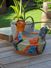 Talavera Chicken Ceramic Planter & Colorful Flower Pot, Handmade Outdoor Yard Decor or Indoor Plant Pot, Colorful Mexican Garden Decor