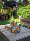 Talavera Chicken Ceramic Planter & Colorful Flower Pot, Handmade Outdoor Yard Decor or Indoor Plant Pot, Colorful Mexican Garden Decor