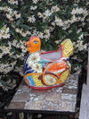 Talavera Chicken Ceramic Planter & Colorful Flower Pot, Handmade Outdoor Yard Decor or Indoor Plant Pot, Colorful Mexican Garden Decor