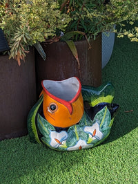 Talavera Whale Planter is Hand Painted Ceramic Mexican Pottery | Large Fish Planter Pot for Yard Art & Outdoor Garden Decor, Big Flower Pot