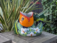 Talavera Whale Planter is Hand Painted Ceramic Mexican Pottery | Large Fish Planter Pot for Yard Art & Outdoor Garden Decor, Big Flower Pot