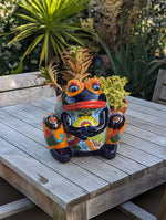 Talavera Frog Flower Pot | Ceramic Pottery for Indoor or Outdoor Planter Pot, Handmade Mexican Home Decor or Garden Decor & Yard Art