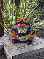 Talavera Frog Flower Pot | Ceramic Pottery for Indoor or Outdoor Planter Pot, Handmade Mexican Home Decor or Garden Decor & Yard Art