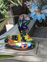 Talavera Rattlesnake Figurine Ceramic Mexican Pottery, Outdoor Snake Decor and Garden Statue Handmade in Mexico