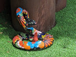 Talavera Rattlesnake Figurine Ceramic Mexican Pottery, Outdoor Snake Decor and Garden Statue Handmade in Mexico