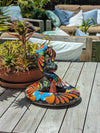 Talavera Rattlesnake Figurine Ceramic Mexican Pottery, Outdoor Snake Decor and Garden Statue Handmade in Mexico