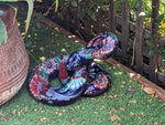 Handmade Talavera Rattle Snake Garden Decor | Original Yard Art & Garden Decoration, Ceramic Mexican Pottery is Outdoor Decor Gift for Him