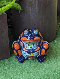 Talavera Frog Flower Pot | Ceramic Pottery for Indoor or Outdoor Planter Pot, Handmade Mexican Home Decor or Garden Decor & Yard Art