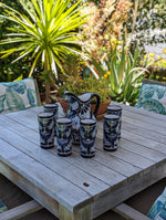 Talavera Ceramic Pitcher & Six Glasses Handmade Mexican Pottery, Ceramic Water Pitcher Set for the Kitchen or Dining Room or Outdoor Picnic