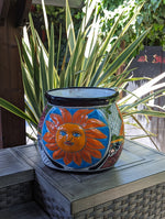 11.5" Oval Mexican Sun Flower Planter Pot is a Colorful, Handmade Talavera Ceramic Planter Pot for Home and Garden Decor, Outdoor Yard Art