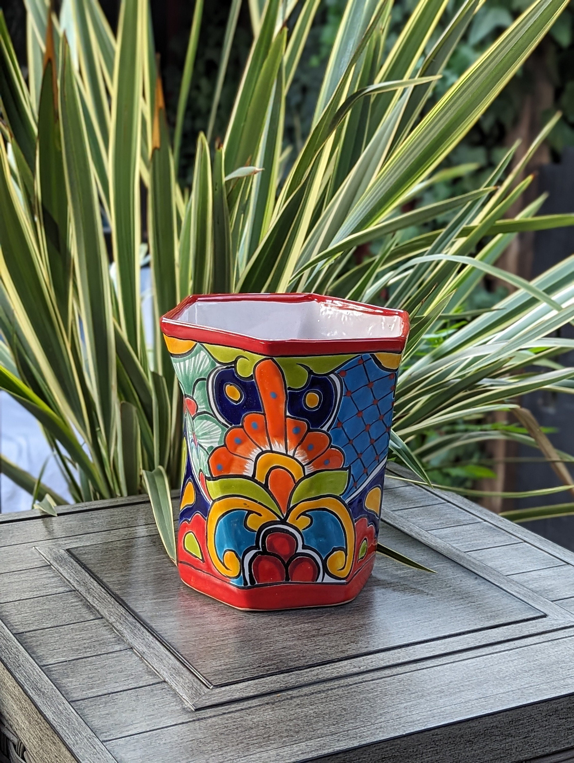 Hexagon Japanese Planter | Geometric Ceramic Flower Pot is