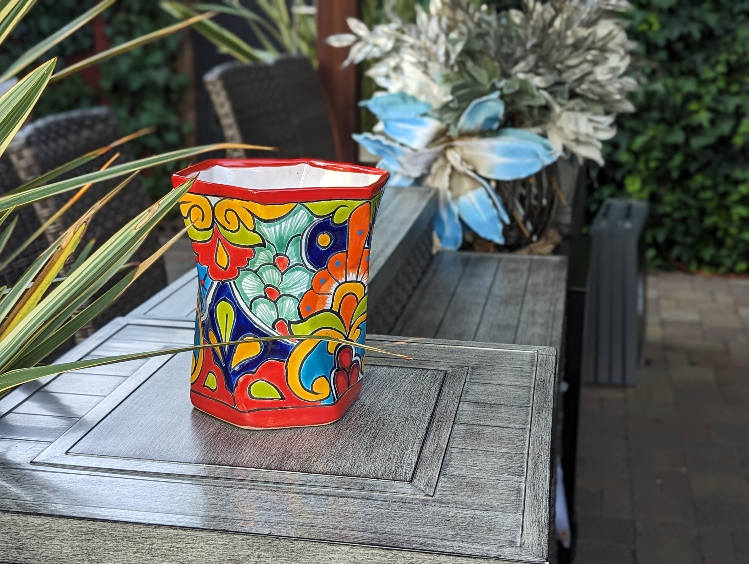 Hexagon Japanese Planter | Geometric Ceramic Flower Pot is