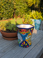 Hexagon Japanese Planter | Geometric Ceramic Flower Pot is Handmade Mexican Pottery for Outdoor Garden Decor, Indoor Home Decor Centerpiece