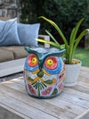 Gorgeous 14" Owl Flower Pot  Talavera Ceramic Planter, Handmade Pottery  Outdoor Garden Decor, Indoor Home Decor  Unique Gift for Birders