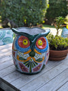 Gorgeous 14" Owl Flower Pot  Talavera Ceramic Planter, Handmade Pottery  Outdoor Garden Decor, Indoor Home Decor  Unique Gift for Birders