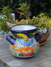 Colorful 10.5" Round Flower Pot, Talavera Ceramic Planter, Handmade Pottery is Outdoor Garden Decor, Indoor Home Decor