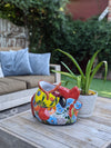 Talavera Whale Planter is Hand Painted Ceramic Mexican Pottery | Large Fish Planter Pot for Yard Art & Outdoor Garden Decor, Big Flower Pot