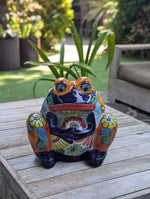 Talavera Frog Flower Pot | Ceramic Pottery for Indoor or Outdoor Planter Pot, Handmade Mexican Home Decor or Garden Decor & Yard Art