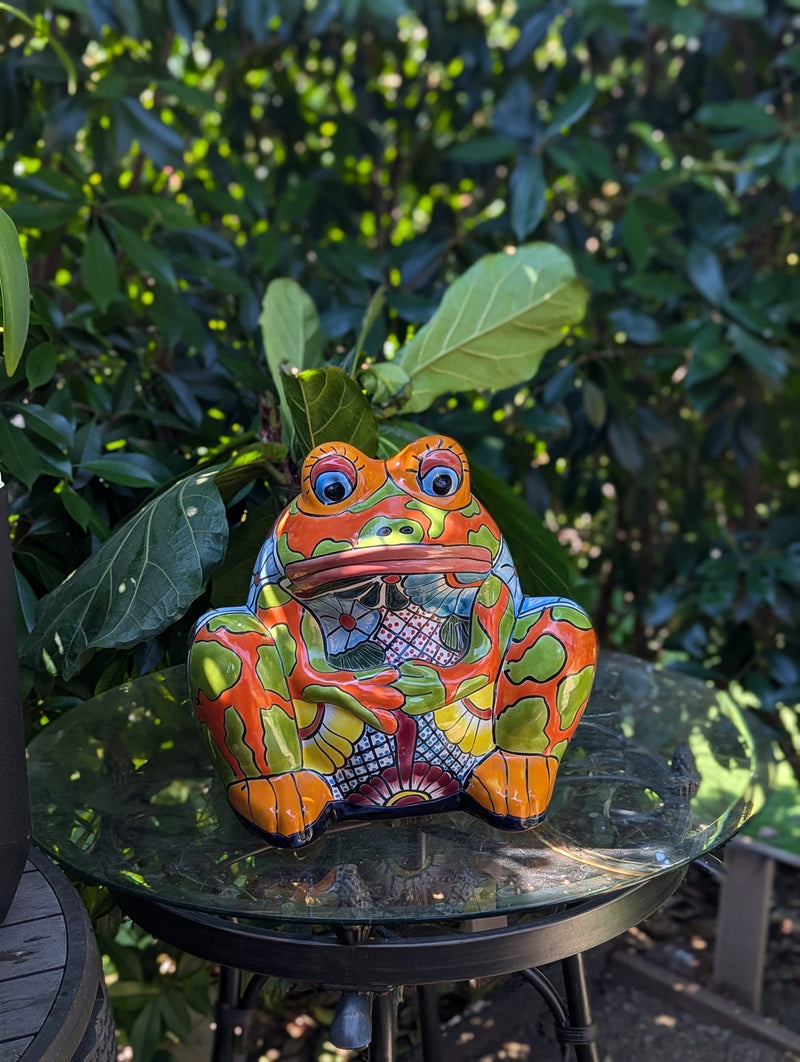 Talavera Frog Flower Pot | Ceramic Pottery for Indoor or Outdoor Planter Pot, Handmade Mexican Home Decor or Garden Decor & Yard Art