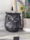 Ceramic Black Owl, Handmade Decorative Owl Statue Home Decor, Wise Owl Shelf Decor