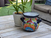 Colorful 10.5" Round Flower Pot, Talavera Ceramic Planter, Handmade Pottery is Outdoor Garden Decor, Indoor Home Decor