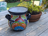 Colorful 10.5" Round Flower Pot, Talavera Ceramic Planter, Handmade Pottery is Outdoor Garden Decor, Indoor Home Decor