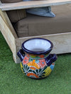 Colorful 10.5" Round Flower Pot, Talavera Ceramic Planter, Handmade Pottery is Outdoor Garden Decor, Indoor Home Decor