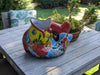 Talavera Whale Planter is Hand Painted Ceramic Mexican Pottery | Large Fish Planter Pot for Yard Art & Outdoor Garden Decor, Big Flower Pot