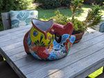 Talavera Whale Planter is Hand Painted Ceramic Mexican Pottery | Large Fish Planter Pot for Yard Art & Outdoor Garden Decor, Big Flower Pot