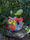 Talavera Whale Planter is Hand Painted Ceramic Mexican Pottery | Large Fish Planter Pot for Yard Art & Outdoor Garden Decor, Big Flower Pot