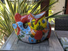 Talavera Whale Planter is Hand Painted Ceramic Mexican Pottery | Large Fish Planter Pot for Yard Art & Outdoor Garden Decor, Big Flower Pot