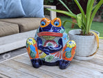 Talavera Frog Flower Pot | Ceramic Pottery for Indoor or Outdoor Planter Pot, Handmade Mexican Home Decor or Garden Decor & Yard Art