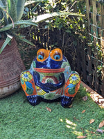 Talavera Frog Flower Pot | Ceramic Pottery for Indoor or Outdoor Planter Pot, Handmade Mexican Home Decor or Garden Decor & Yard Art