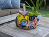 Talavera Whale Planter is Hand Painted Ceramic Mexican Pottery | Large Fish Planter Pot for Yard Art & Outdoor Garden Decor, Big Flower Pot