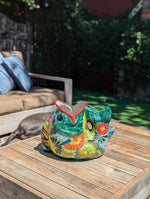 Talavera Whale Planter is Hand Painted Ceramic Mexican Pottery | Large Fish Planter Pot for Yard Art & Outdoor Garden Decor