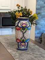 Ceramic Talavera Vase is Exquisite Handmade Mexican Pottery | Decorative Flower Vase is Gorgeous Centerpiece for Home Decor or Yard Decor