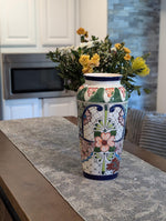 Ceramic Talavera Vase is Exquisite Handmade Mexican Pottery | Decorative Flower Vase is Gorgeous Centerpiece for Home Decor or Yard Decor