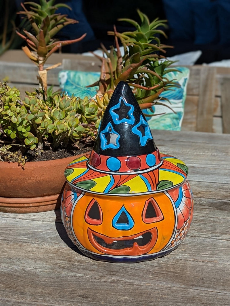 Halloween Pumpkin Fall Decor, Unique Halloween Gift Ideas, Handmade Mexican Talavera Art & Home Decor, Large Autumn Jack-o-Lantern