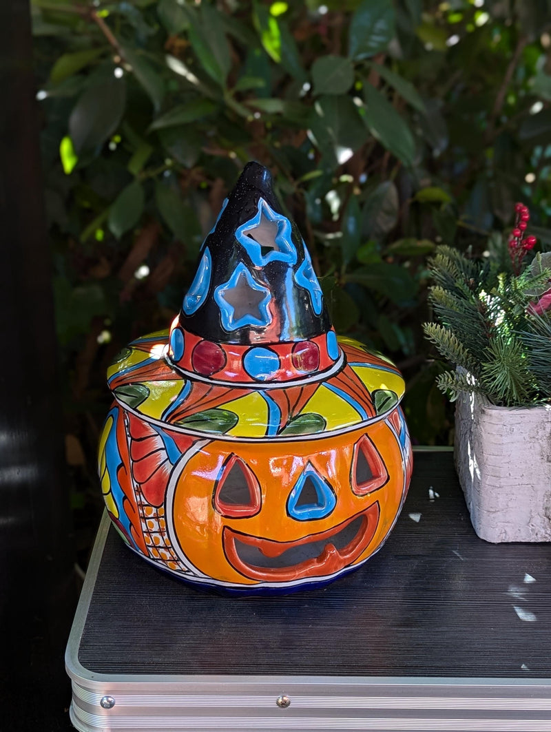 Halloween Pumpkin Fall Decor, Unique Halloween Gift Ideas, Handmade Mexican Talavera Art & Home Decor, Large Autumn Jack-o-Lantern