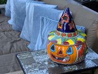 Halloween Pumpkin Fall Decor, Unique Halloween Gift Ideas, Handmade Mexican Talavera Art & Home Decor, Large Autumn Jack-o-Lantern