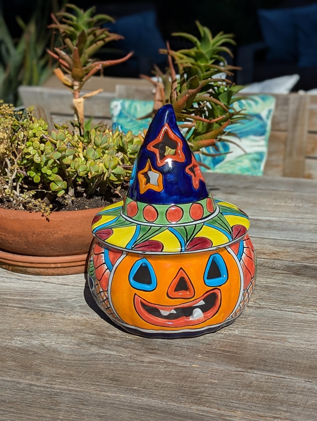 Halloween Pumpkin Fall Decor, Unique Halloween Gift Ideas, Handmade Mexican Talavera Art & Home Decor, Large Autumn Jack-o-Lantern