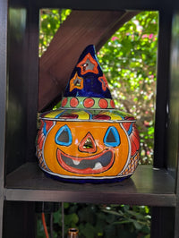 Halloween Pumpkin Fall Decor, Unique Halloween Gift Ideas, Handmade Mexican Talavera Art & Home Decor, Large Autumn Jack-o-Lantern