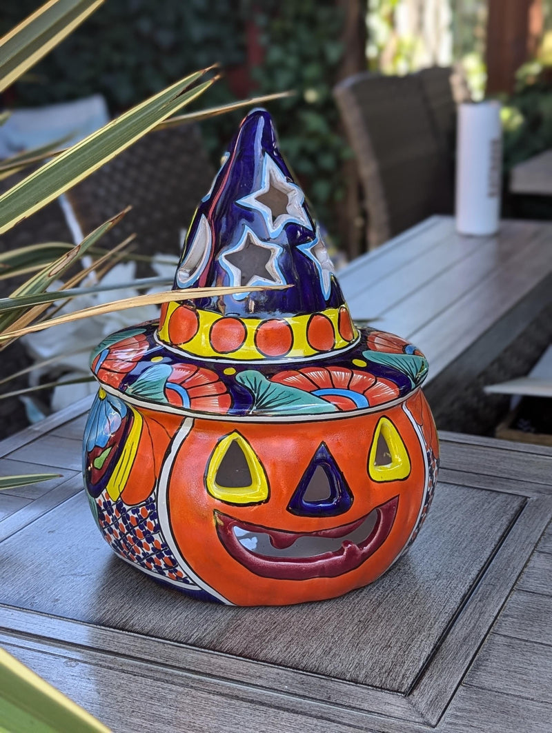 Halloween Pumpkin Fall Decor, Unique Halloween Gift Ideas, Handmade Mexican Talavera Art & Home Decor, Large Autumn Jack-o-Lantern