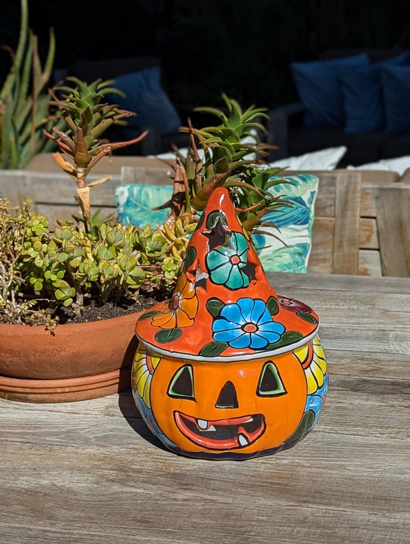 Halloween Pumpkin Fall Decor, Unique Halloween Gift Ideas, Handmade Mexican Talavera Art & Home Decor, Large Autumn Jack-o-Lantern