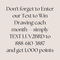 Text message invitation to enter a drawing with contact information on a beige background