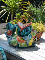 Talavera Whale Planter is Hand Painted Ceramic Mexican Pottery | Large Fish Planter Pot for Yard Art & Outdoor Garden Decor