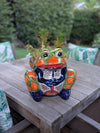 Talavera Frog Flower Pot | Ceramic Pottery for Indoor or Outdoor Planter Pot, Handmade Mexican Home Decor or Garden Decor & Yard Art