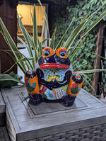 Talavera Frog Flower Pot | Ceramic Pottery for Indoor or Outdoor Planter Pot, Handmade Mexican Home Decor or Garden Decor & Yard Art