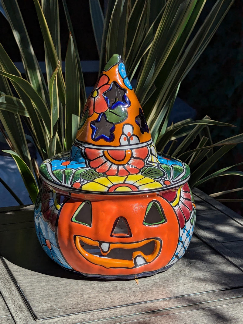 Halloween Pumpkin Fall Decor, Unique Halloween Gift Ideas, Handmade Mexican Talavera Art & Home Decor, Large Autumn Jack-o-Lantern