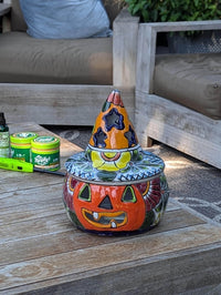 Halloween Pumpkin Fall Decor, Unique Halloween Gift Ideas, Handmade Mexican Talavera Art & Home Decor, Large Autumn Jack-o-Lantern